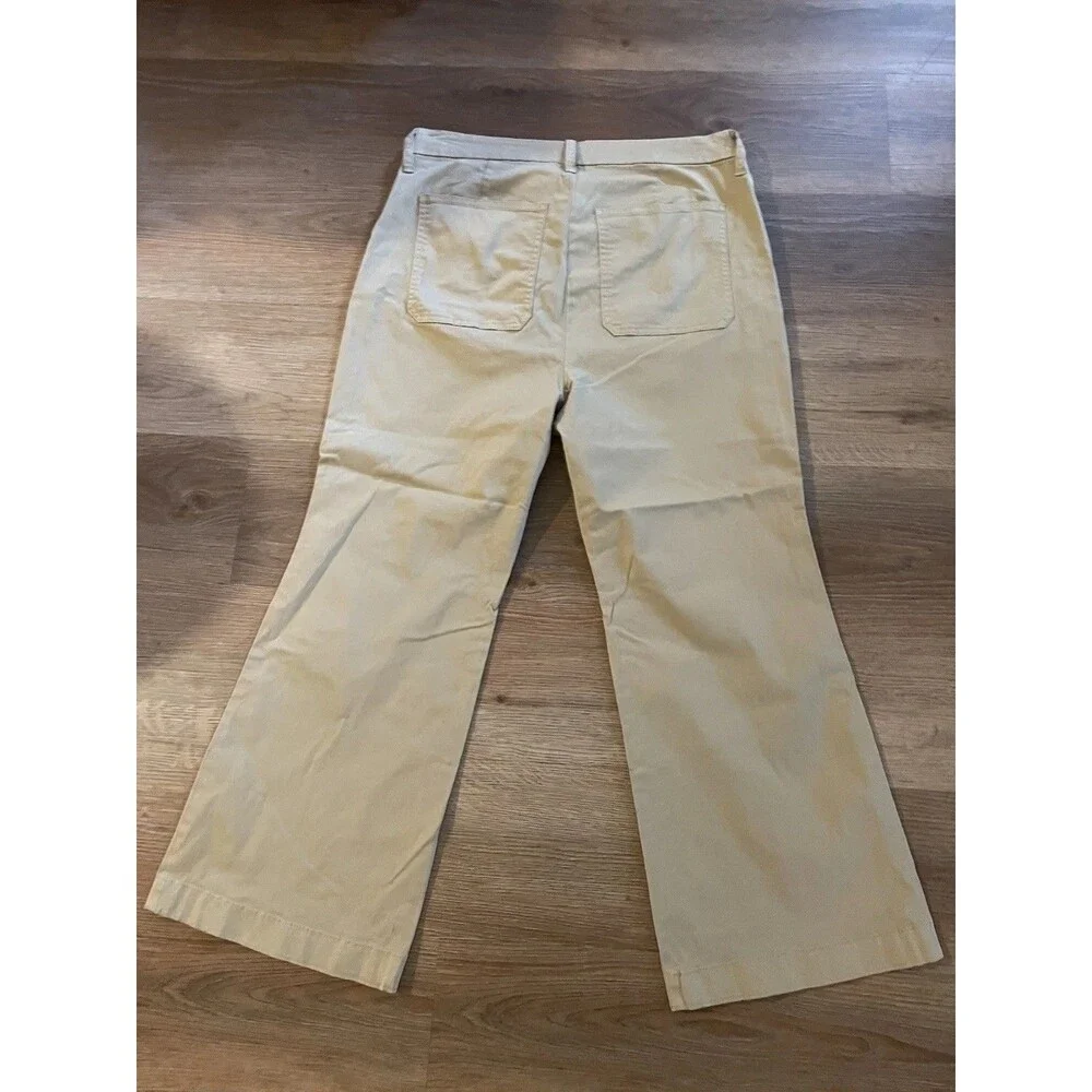J.CREW Women’s Beige Cotton Twill Chino Pants Straight Leg Mid Rise Pockets